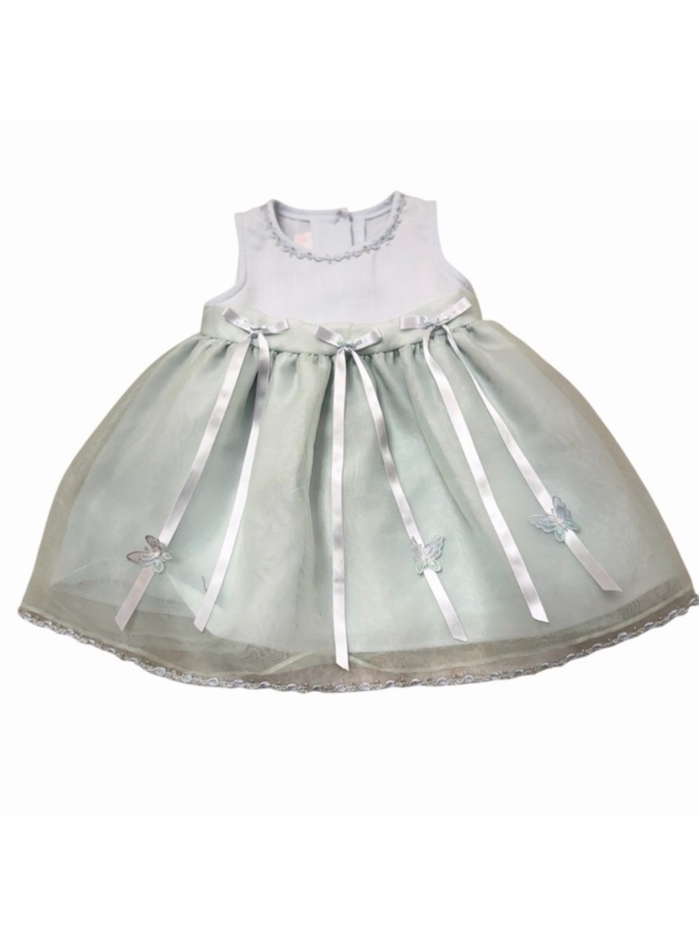 Vintage Bonnie Baby Formal Dress Infants 24M Fairy Butterfly Cottage Green USA